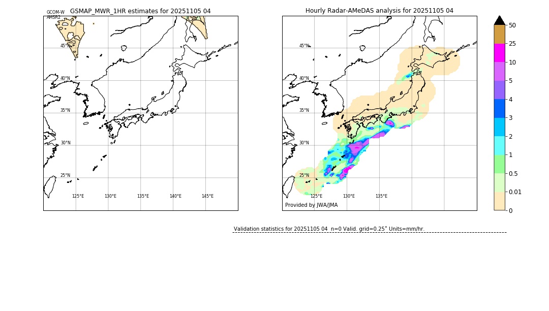 GSMaP MWR validation image. 2025/11/05 04