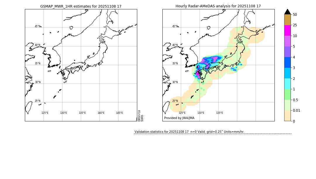 GSMaP MWR validation image. 2025/11/08 17
