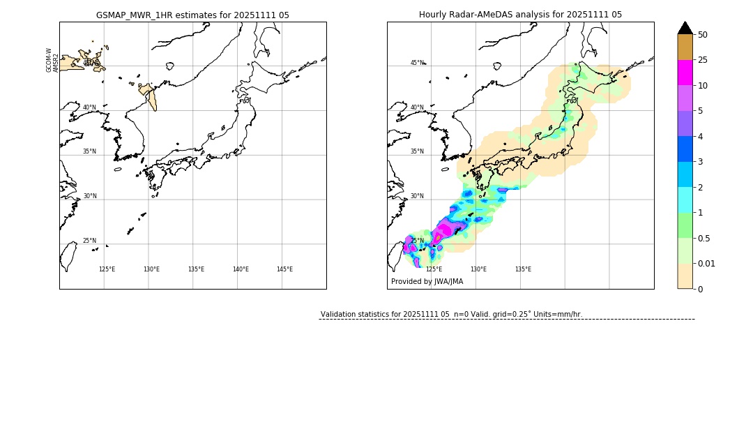 GSMaP MWR validation image. 2025/11/11 05