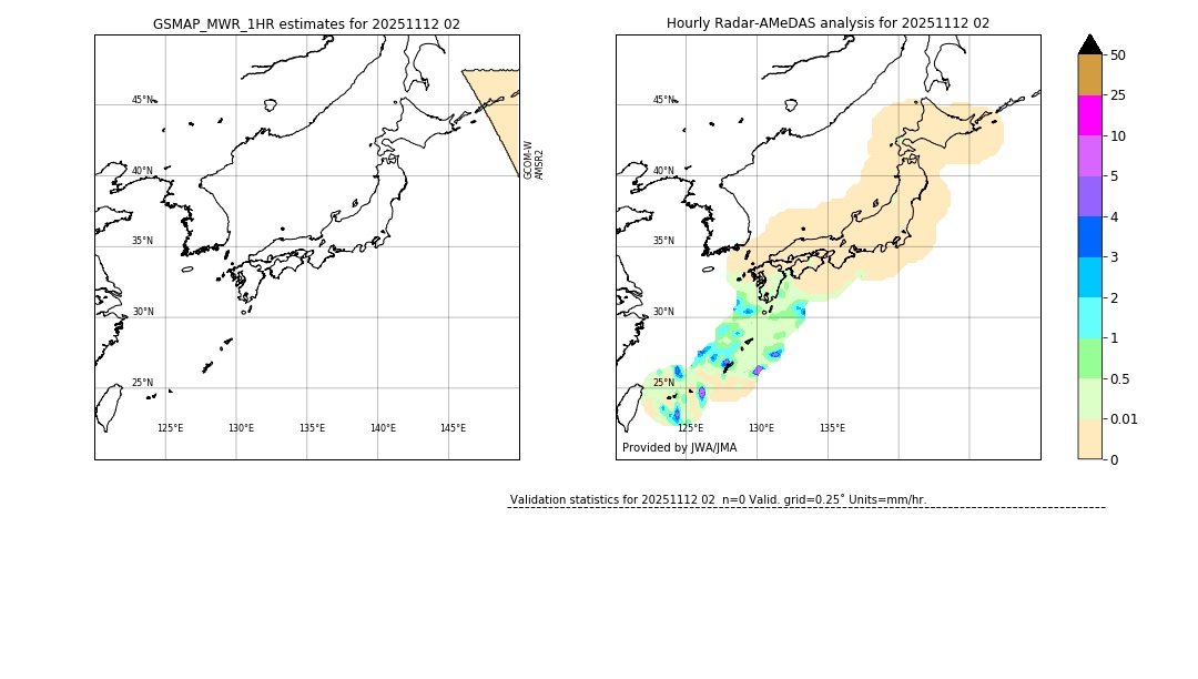 GSMaP MWR validation image. 2025/11/12 02
