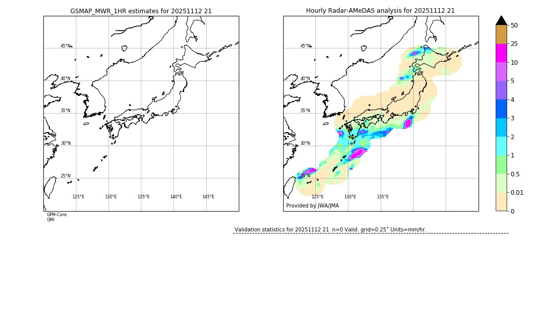 GSMaP MWR validation image. 2025/11/12 21
