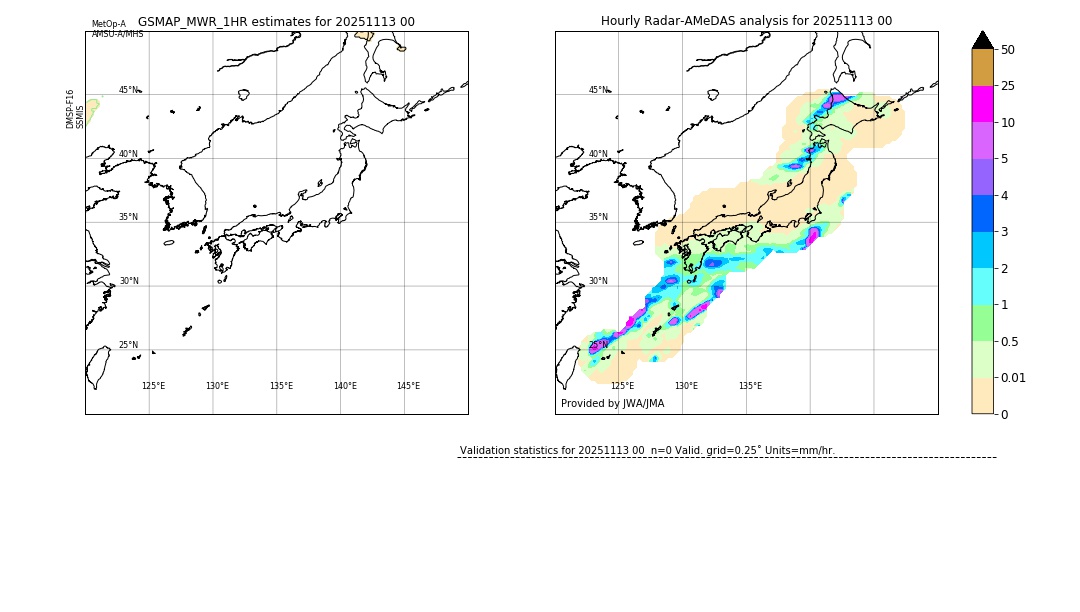 GSMaP MWR validation image. 2025/11/13 00