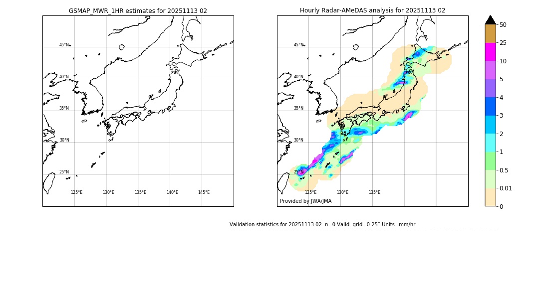 GSMaP MWR validation image. 2025/11/13 02