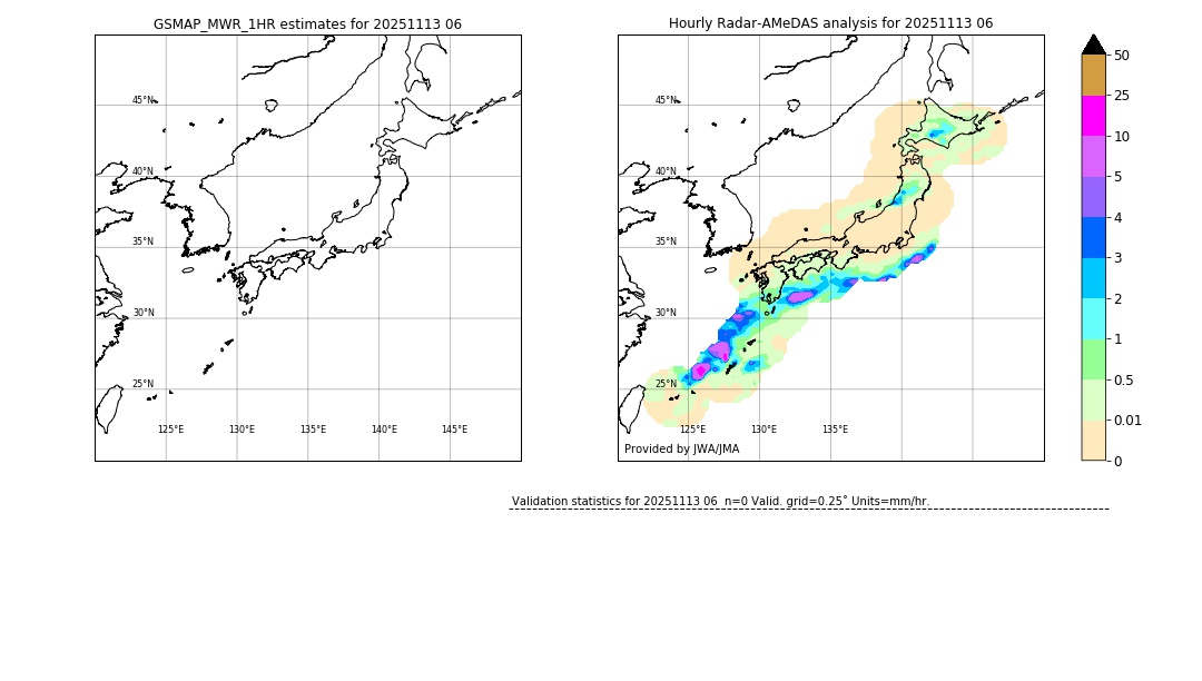 GSMaP MWR validation image. 2025/11/13 06