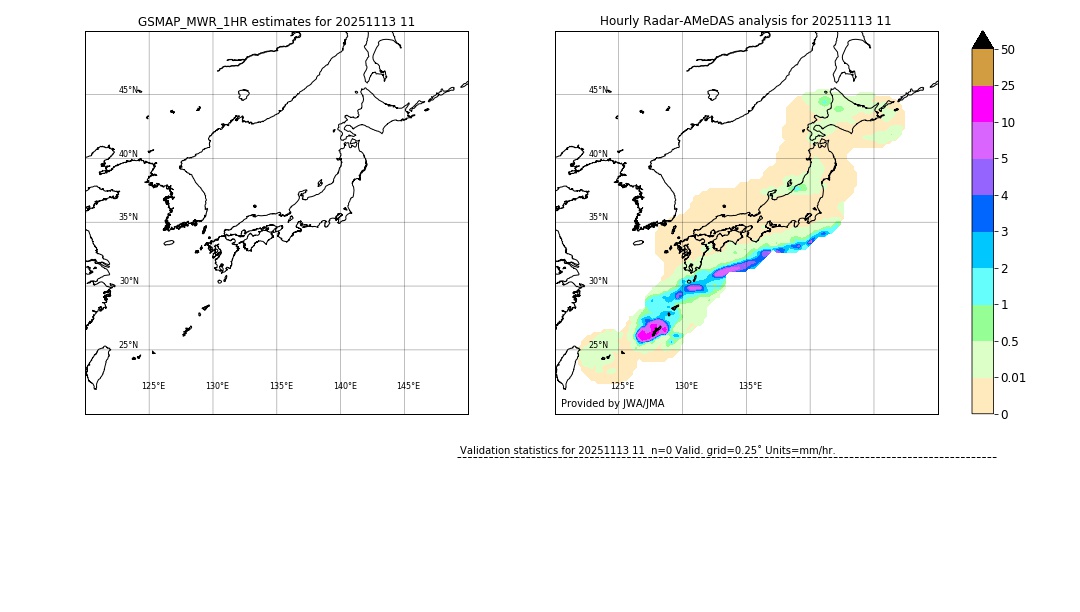 GSMaP MWR validation image. 2025/11/13 11