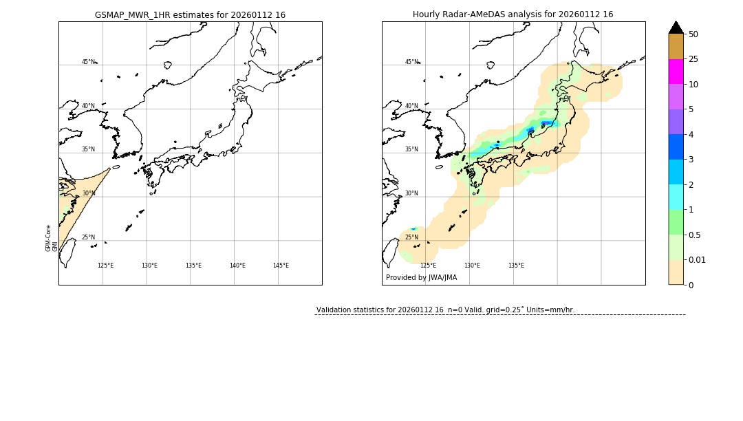 GSMaP MWR validation image. 2026/01/12 16