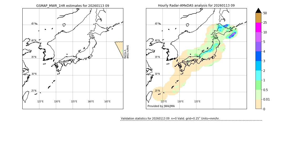 GSMaP MWR validation image. 2026/01/13 09