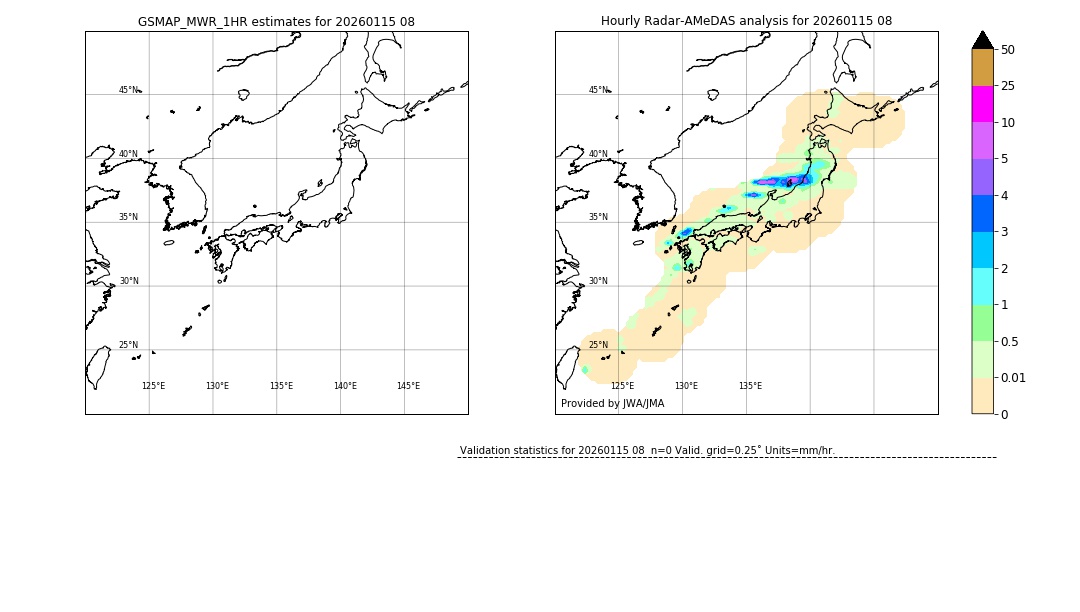 GSMaP MWR validation image. 2026/01/15 08