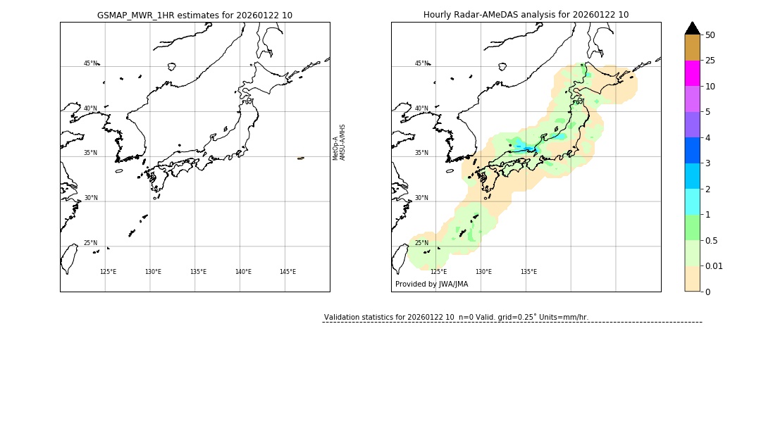 GSMaP MWR validation image. 2026/01/22 10