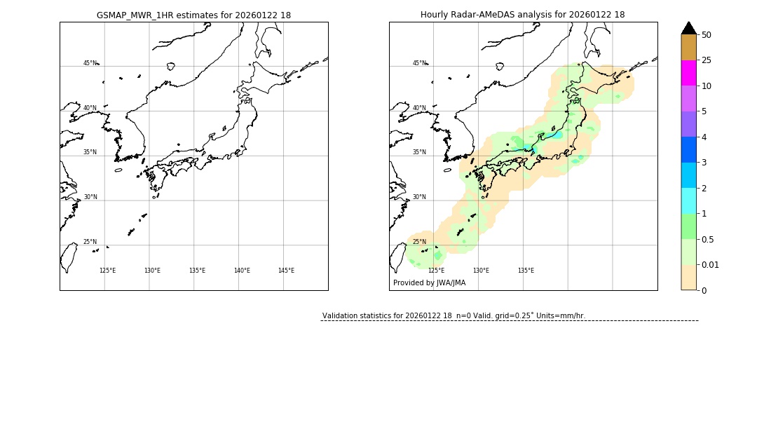 GSMaP MWR validation image. 2026/01/22 18