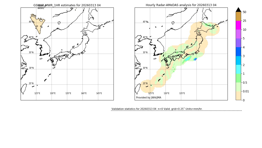 GSMaP MWR validation image. 2026/03/13 04