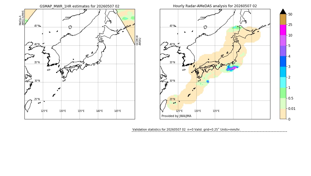 GSMaP MWR validation image. 2026/05/07 02