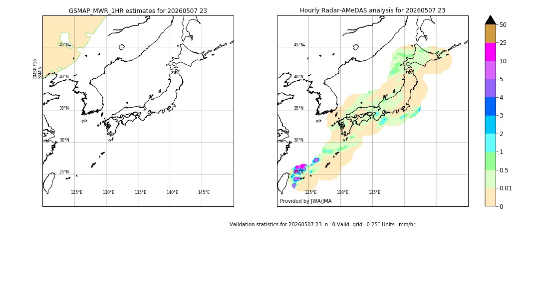 GSMaP MWR validation image. 2026/05/07 23