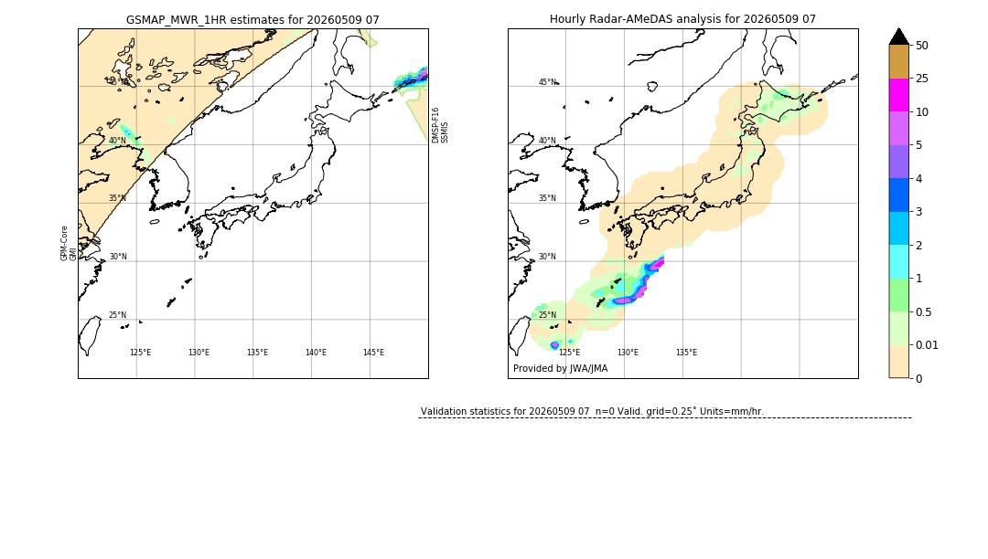 GSMaP MWR validation image. 2026/05/09 07