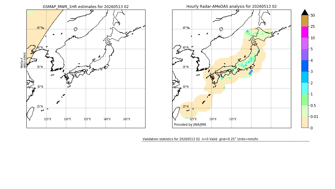 GSMaP MWR validation image. 2026/05/13 02