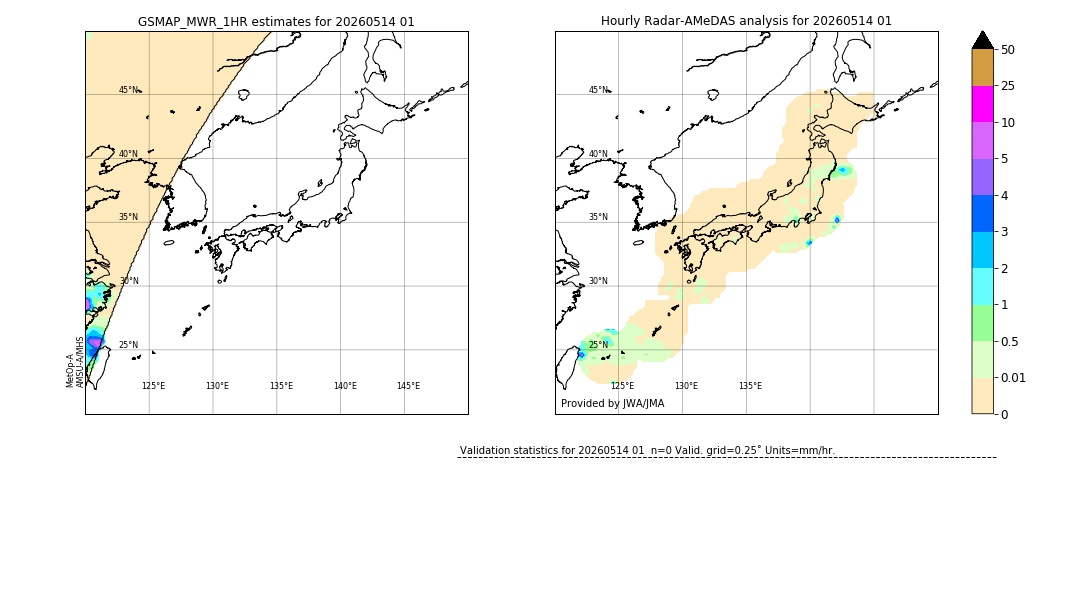 GSMaP MWR validation image. 2026/05/14 01
