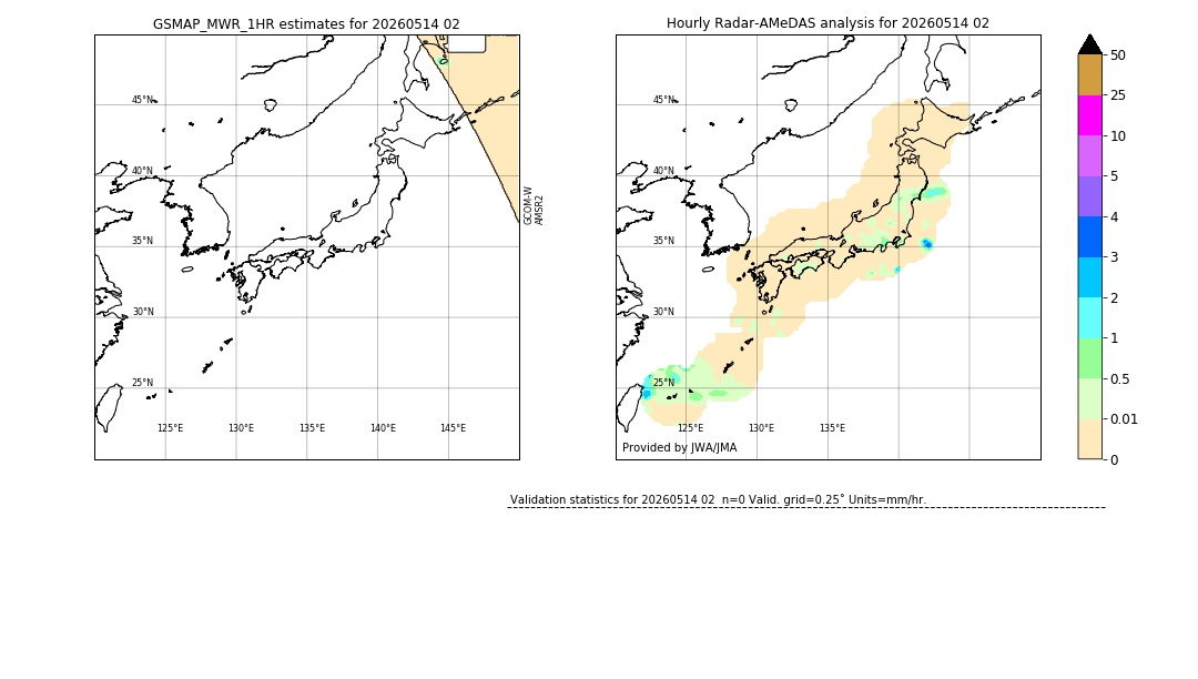 GSMaP MWR validation image. 2026/05/14 02