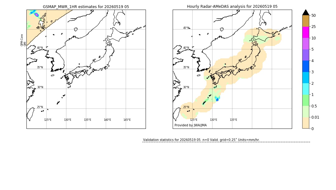 GSMaP MWR validation image. 2026/05/19 05