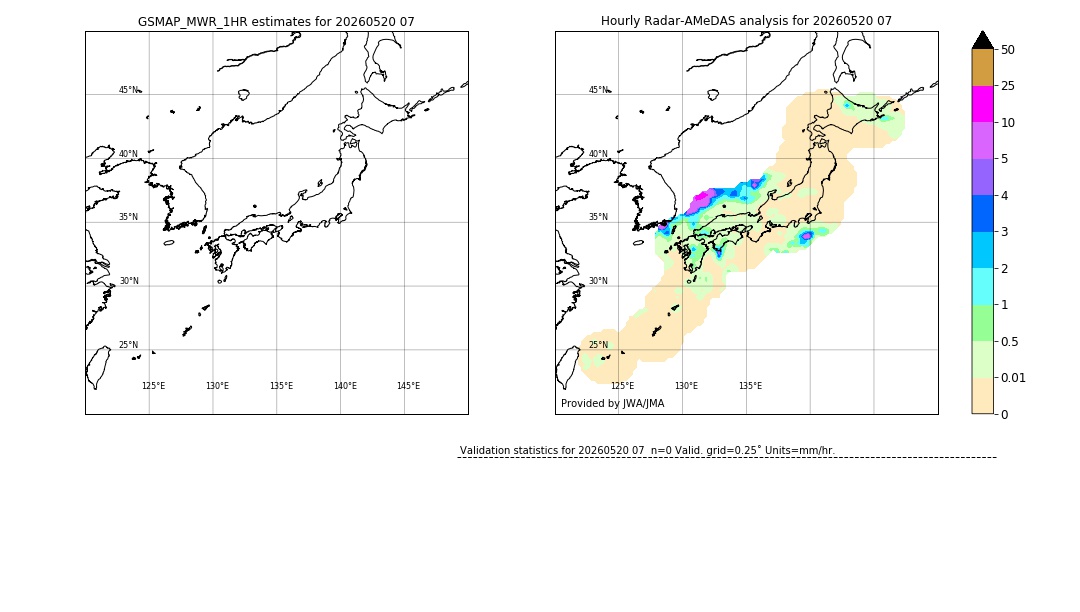 GSMaP MWR validation image. 2026/05/20 07