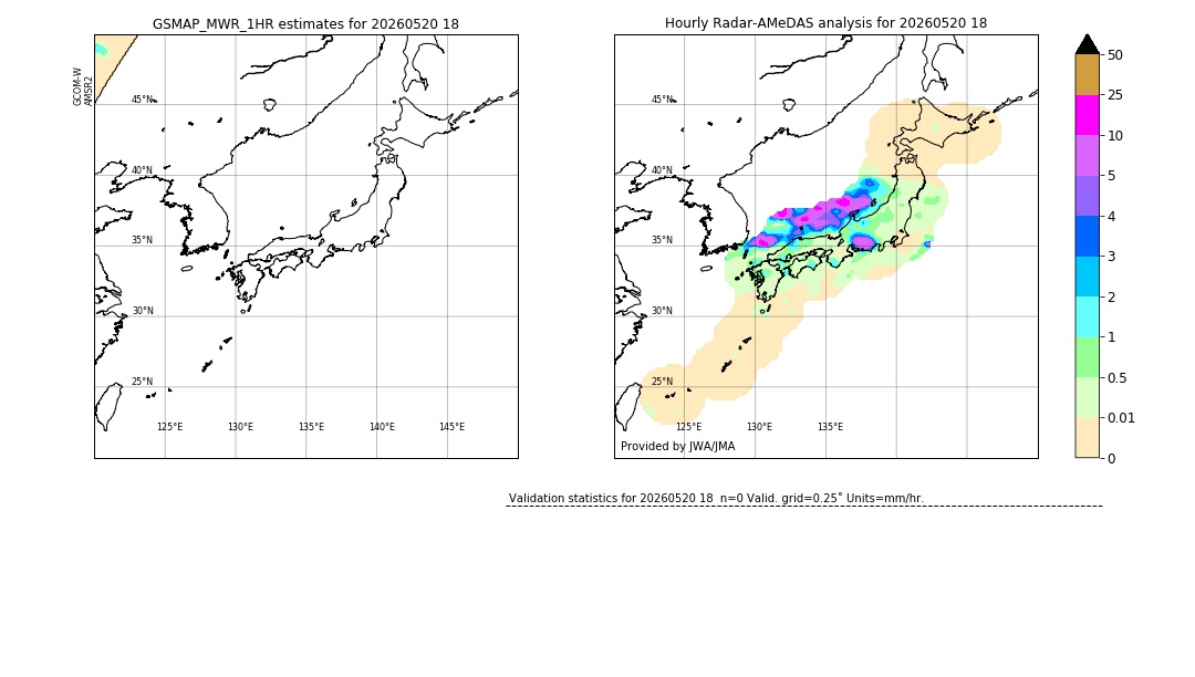 GSMaP MWR validation image. 2026/05/20 18