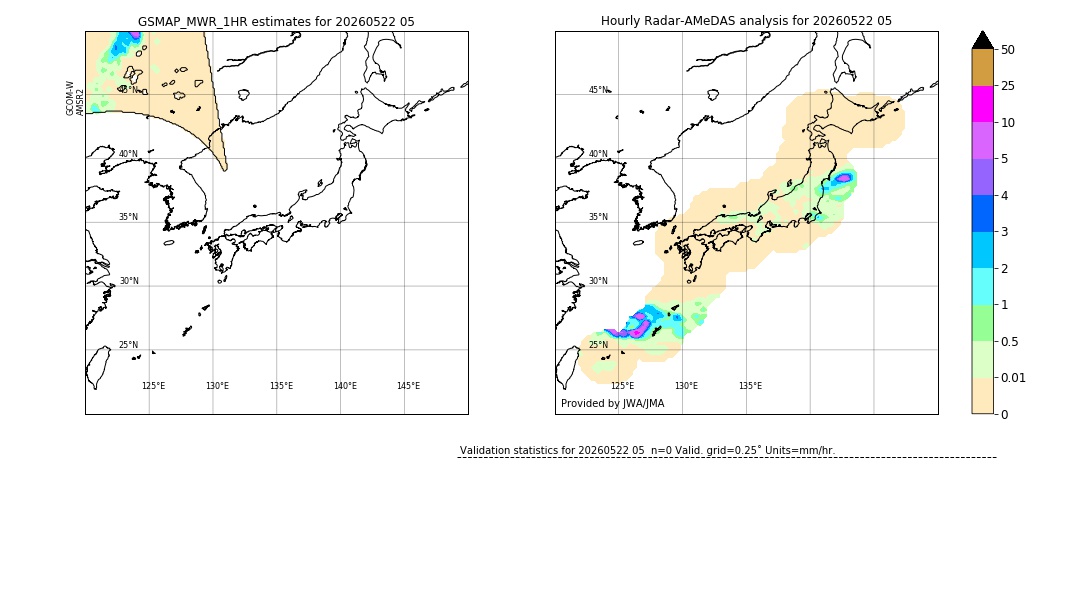 GSMaP MWR validation image. 2026/05/22 05