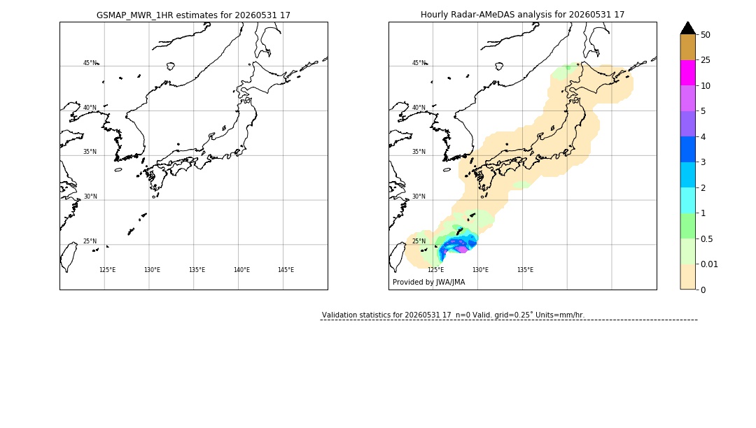 GSMaP MWR validation image. 2026/05/31 17