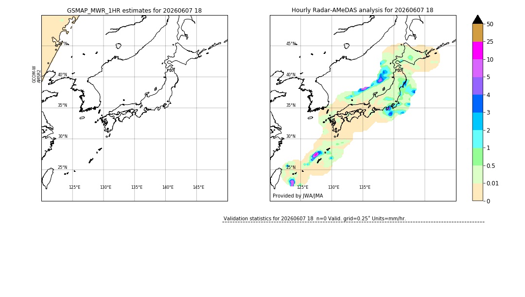 GSMaP MWR validation image. 2026/06/07 18
