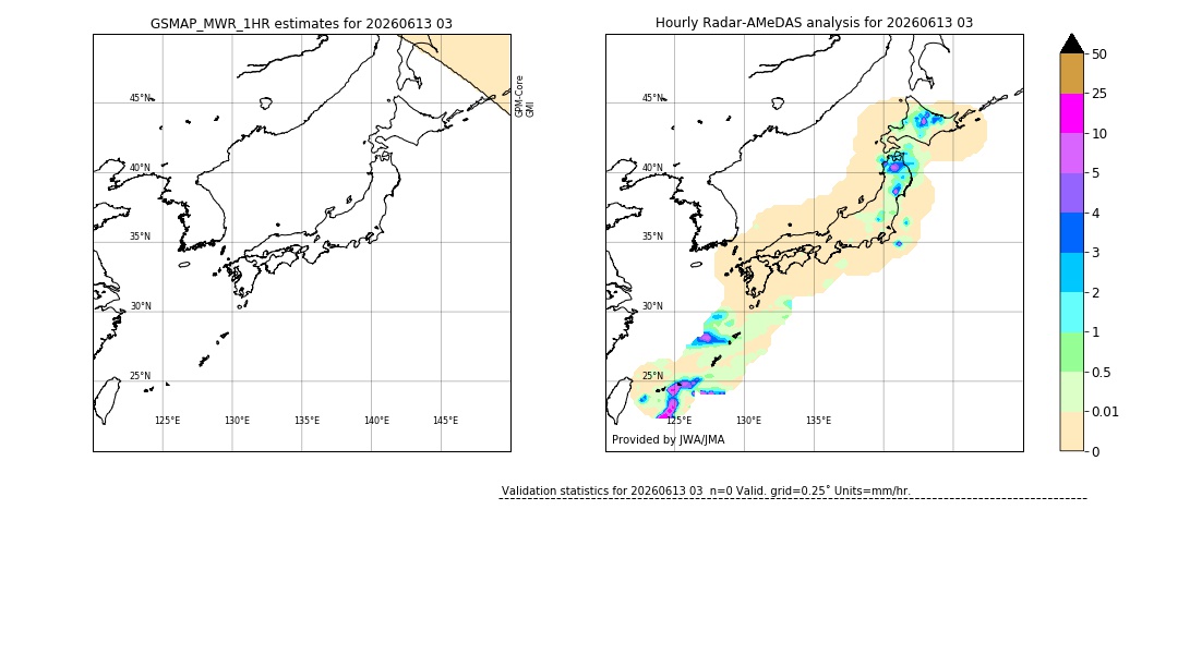 GSMaP MWR validation image. 2026/06/13 03