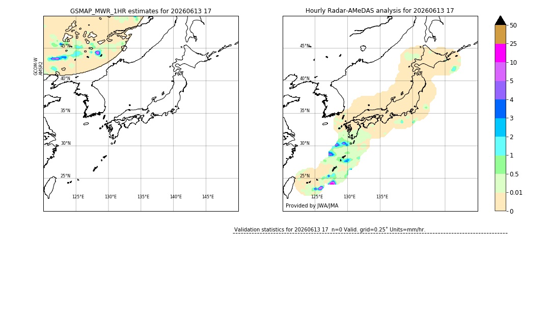 GSMaP MWR validation image. 2026/06/13 17