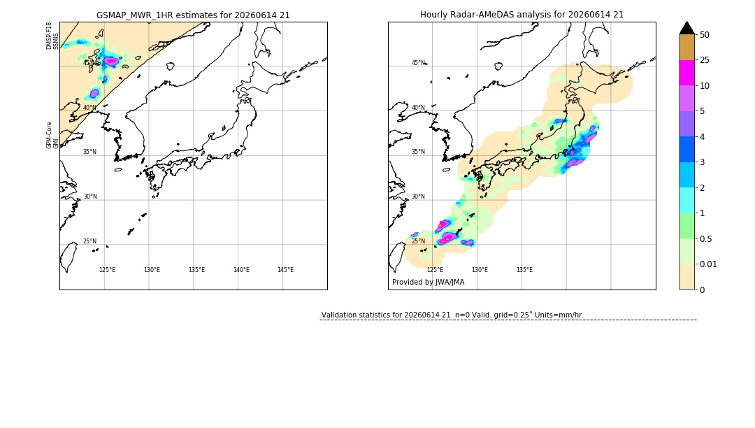 GSMaP MWR validation image. 2026/06/14 21