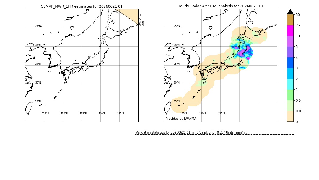 GSMaP MWR validation image. 2026/06/21 01