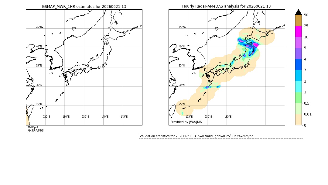 GSMaP MWR validation image. 2026/06/21 13