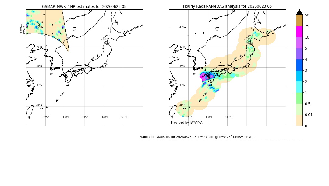 GSMaP MWR validation image. 2026/06/23 05