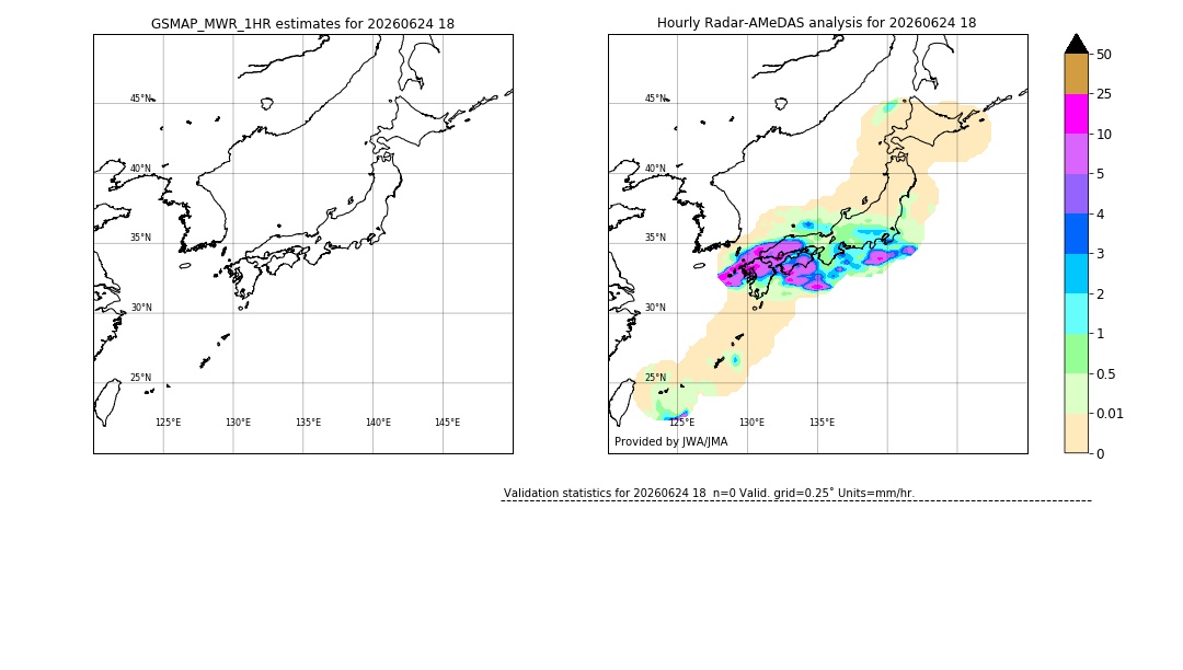 GSMaP MWR validation image. 2026/06/24 18