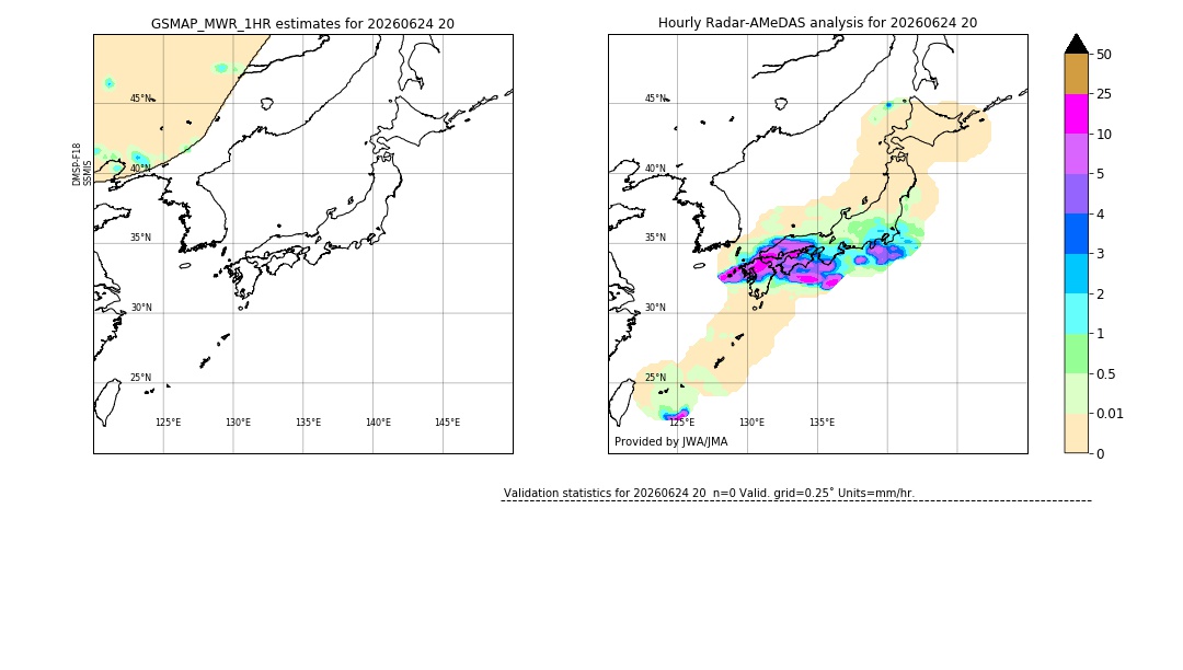 GSMaP MWR validation image. 2026/06/24 20
