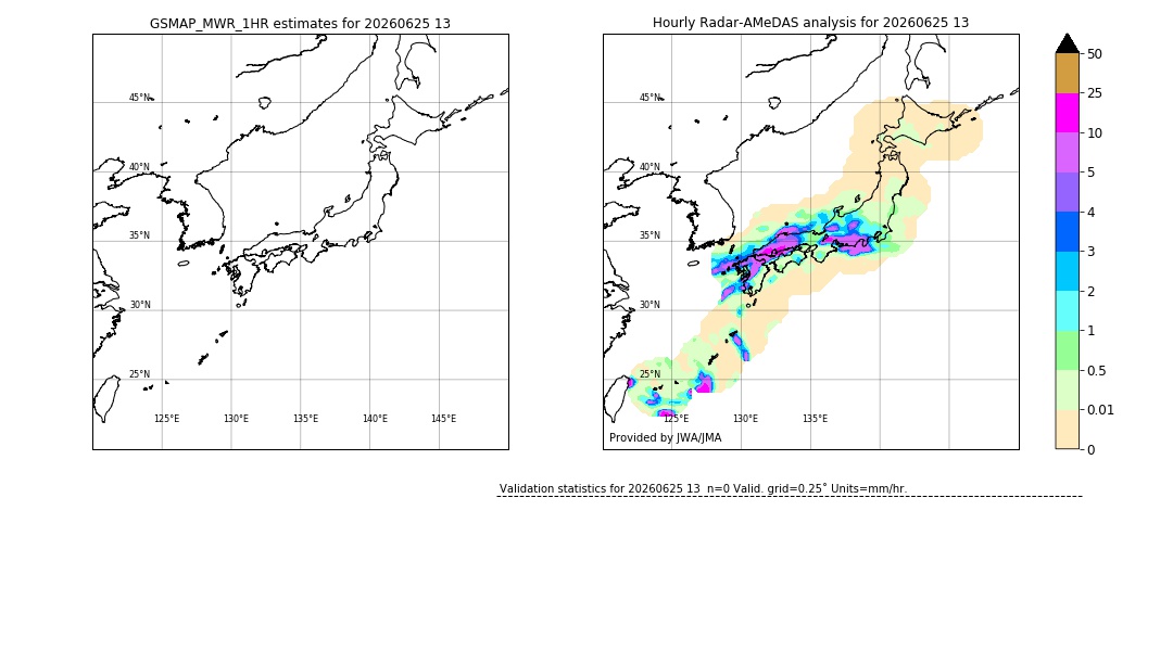 GSMaP MWR validation image. 2026/06/25 13