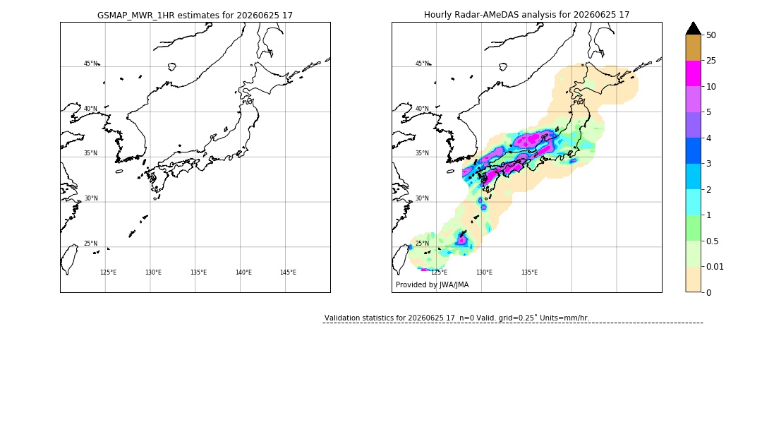 GSMaP MWR validation image. 2026/06/25 17
