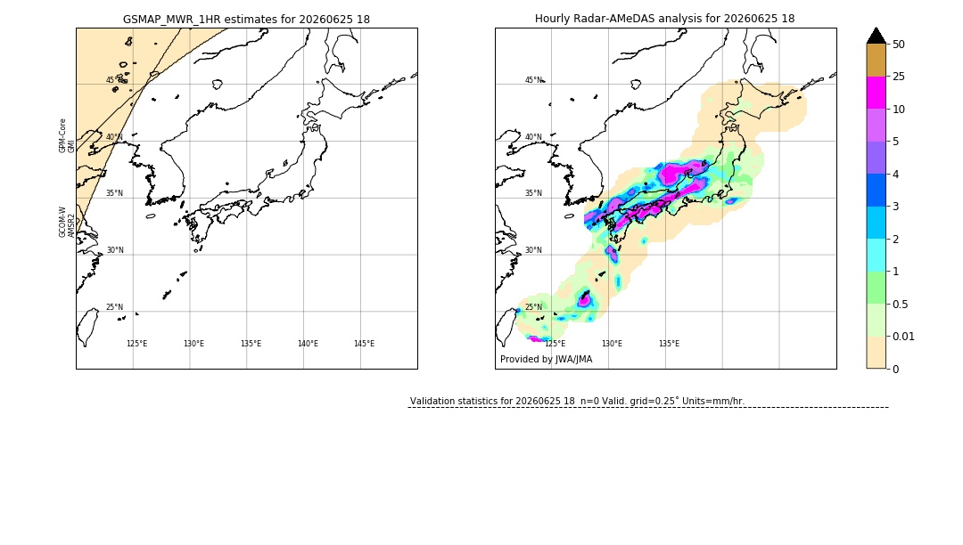 GSMaP MWR validation image. 2026/06/25 18