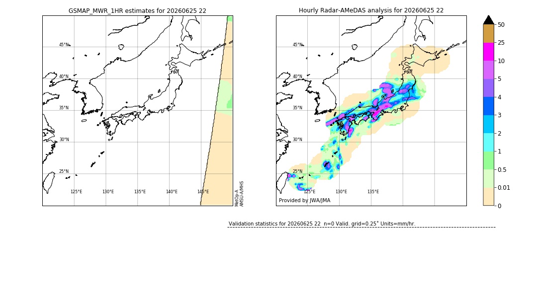 GSMaP MWR validation image. 2026/06/25 22