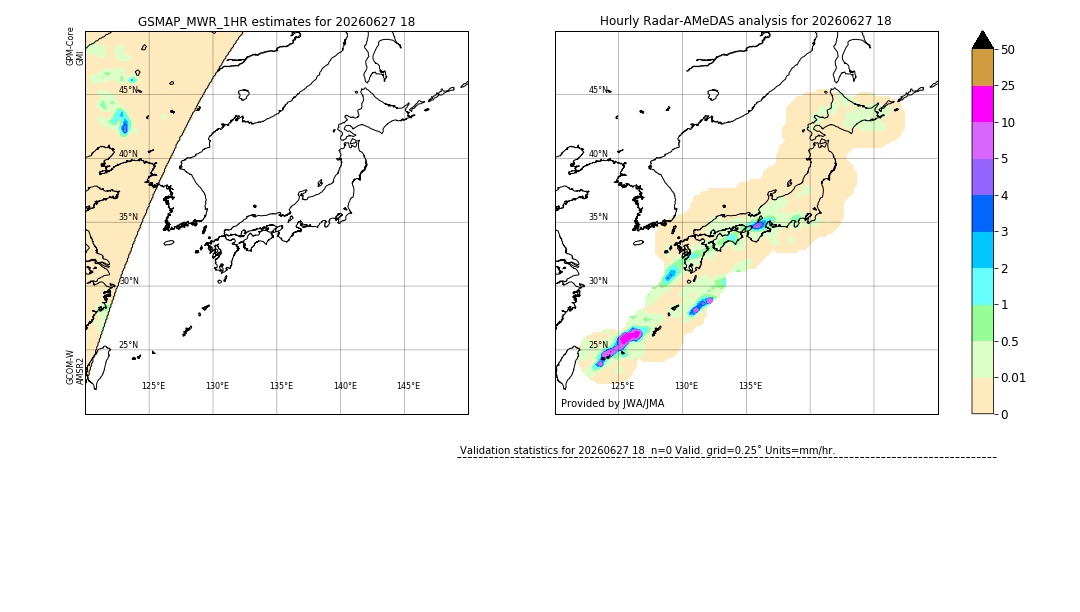 GSMaP MWR validation image. 2026/06/27 18