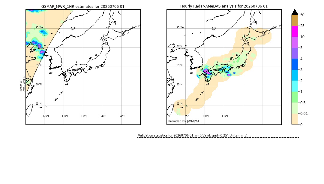 GSMaP MWR validation image. 2026/07/06 01