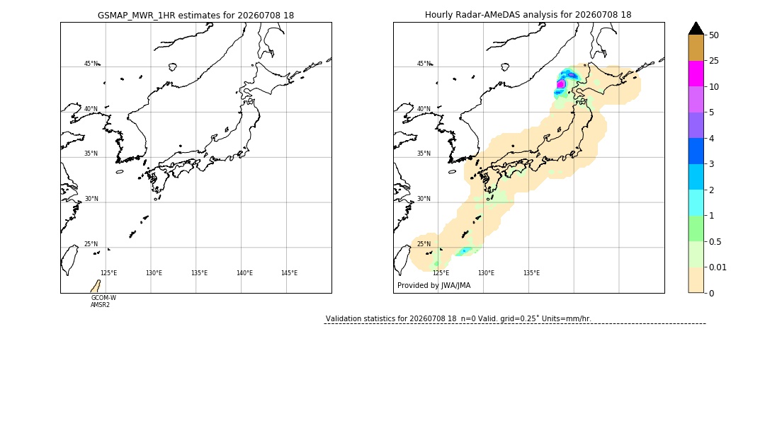 GSMaP MWR validation image. 2026/07/08 18