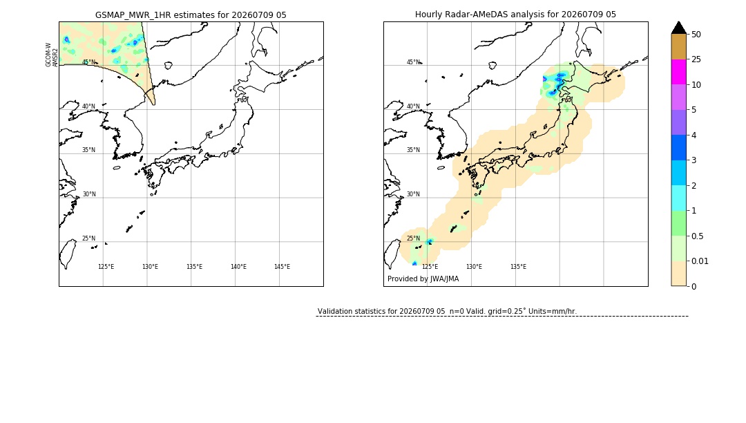 GSMaP MWR validation image. 2026/07/09 05