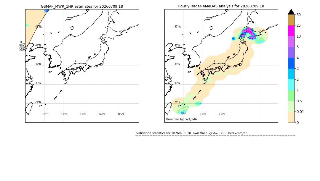 GSMaP MWR validation image. 2026/07/09 18