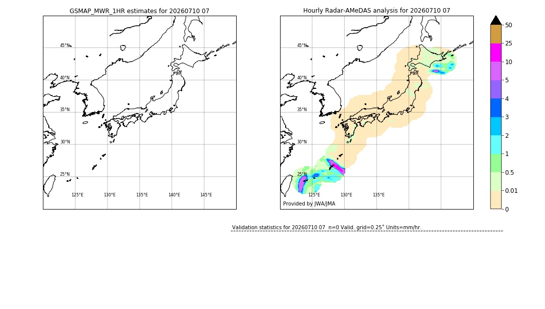 GSMaP MWR validation image. 2026/07/10 07
