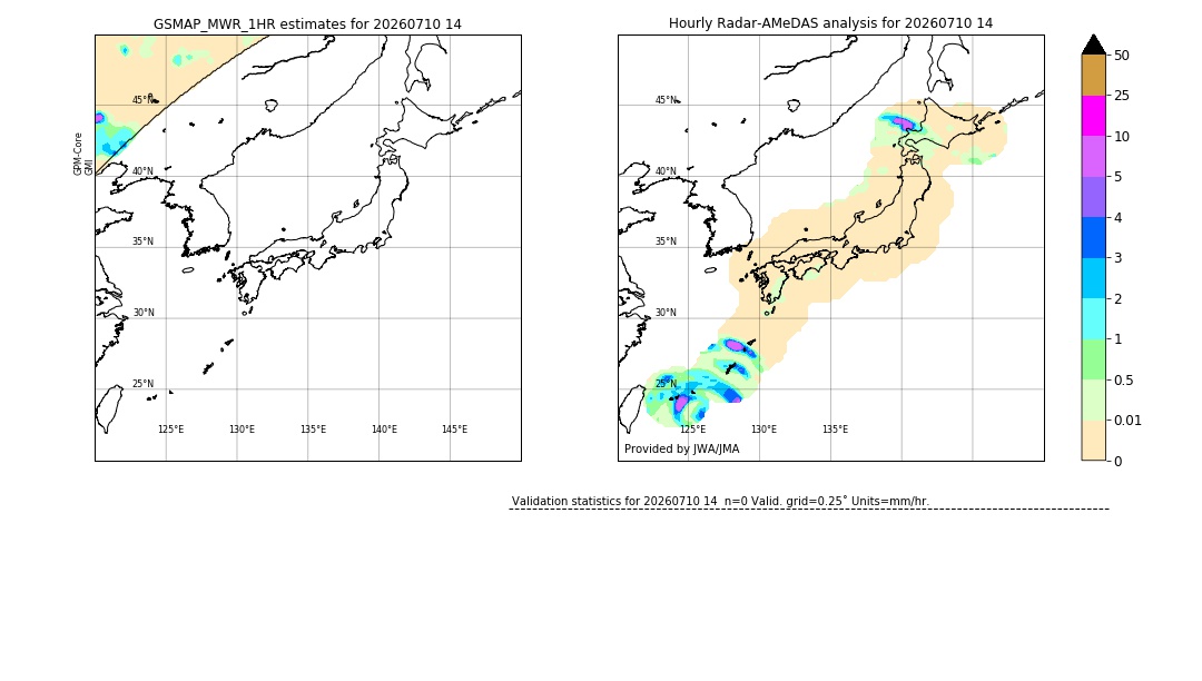 GSMaP MWR validation image. 2026/07/10 14