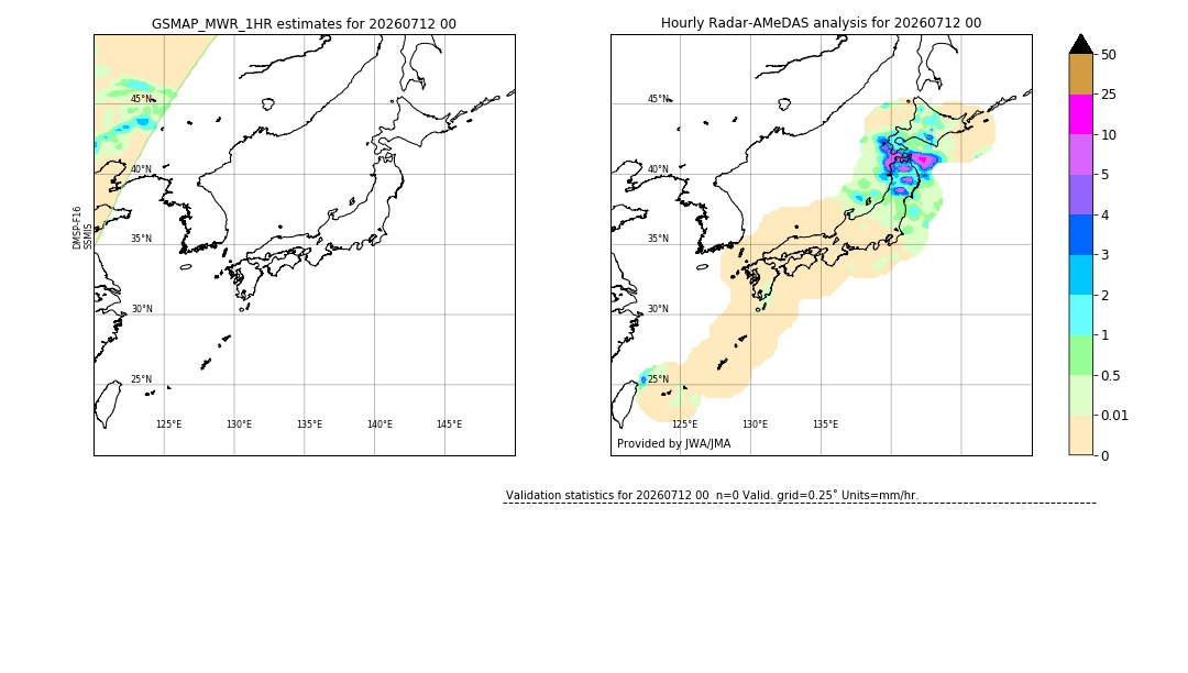 GSMaP MWR validation image. 2026/07/12 00