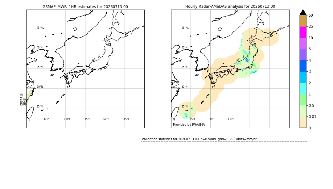 GSMaP MWR validation image. 2026/07/13 00