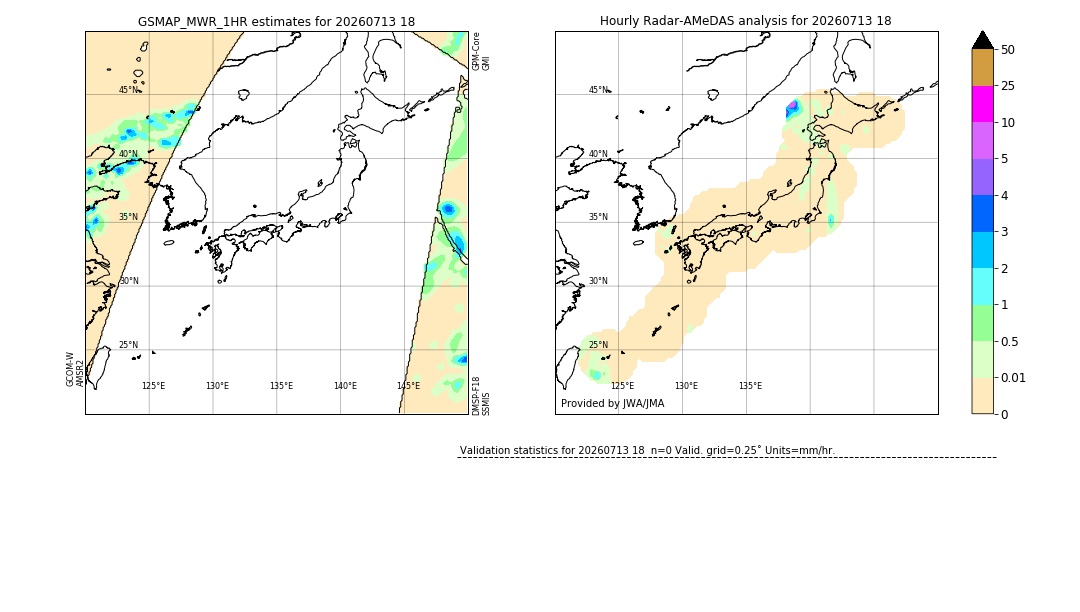 GSMaP MWR validation image. 2026/07/13 18