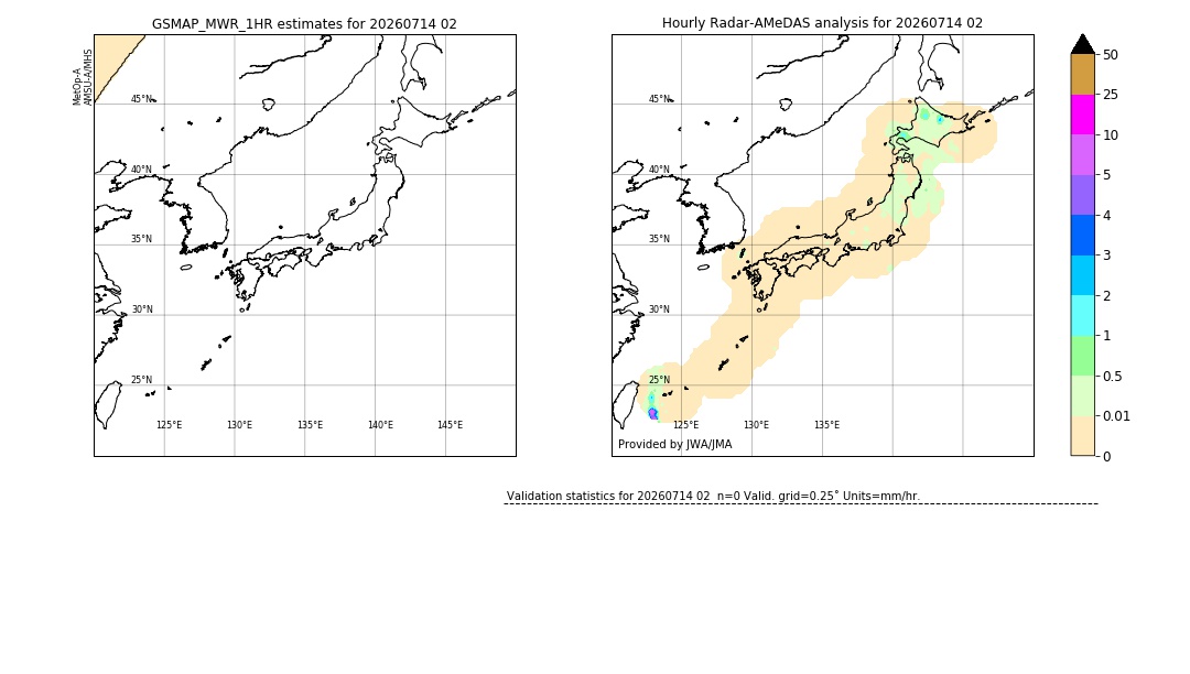 GSMaP MWR validation image. 2026/07/14 02